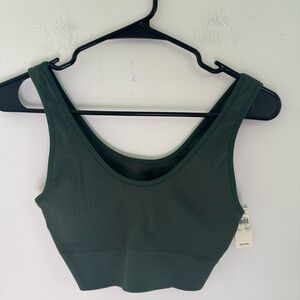 Aerie Dark Green Ribbed Crop Top L
